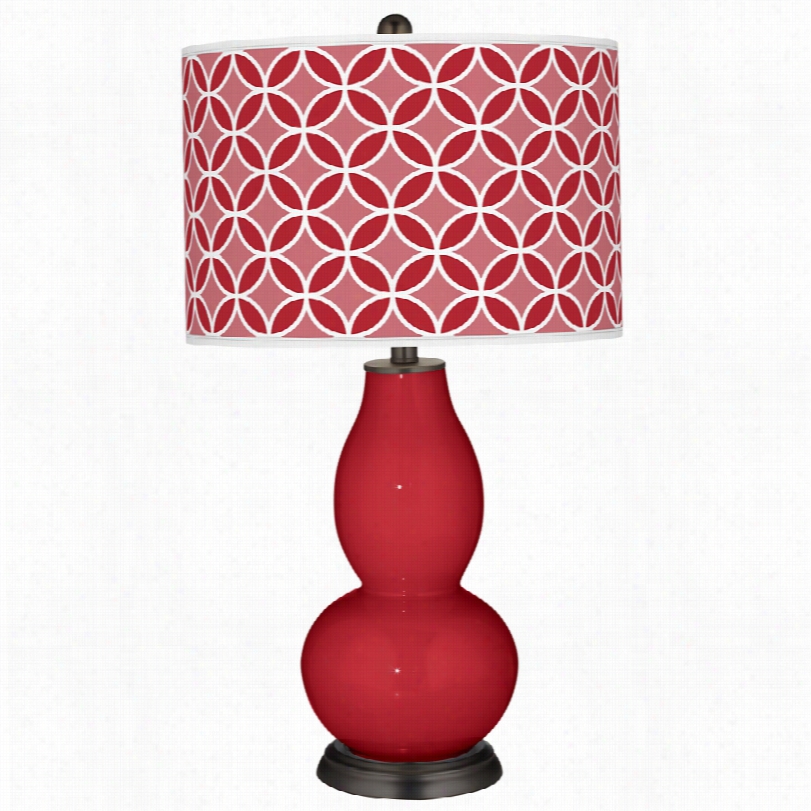 Contemporary Color Plus Ribbon Red With Doulbe Gourd Gllass Table Lamp