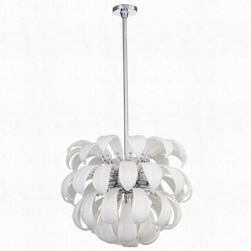 Contemporary Day Lily White Glass 21 1/4-ich-w 7-light Pendant