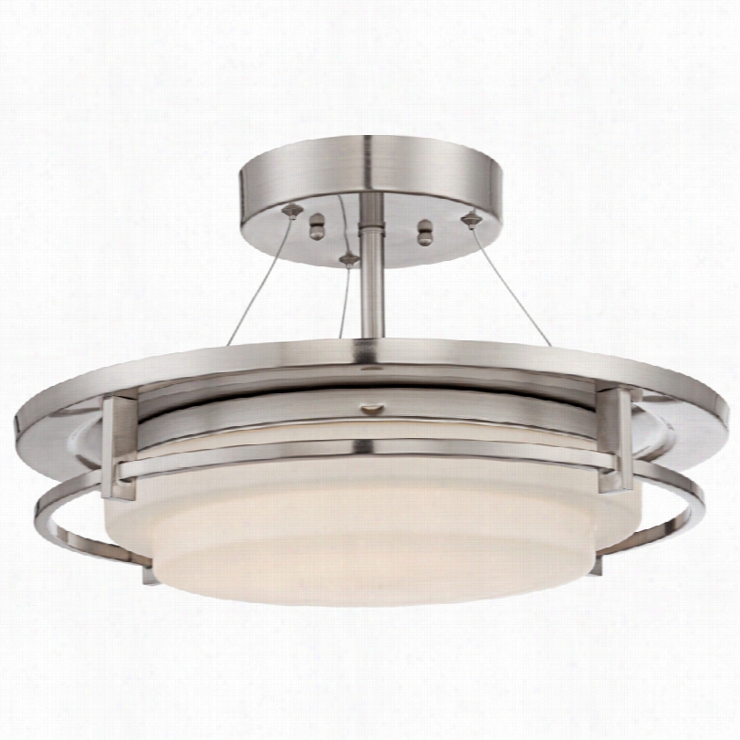 Contemporary Double Ring Contwmporary Brushed Nickel Ceiling Light