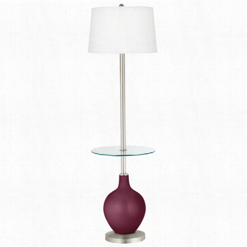 Contemporary Egplant Puurple Metalllic Tray Table 59-iinch-h Ovo Floor Lamp