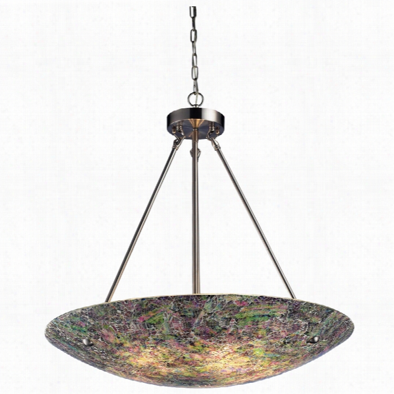 Contemporary Elk Avalon Brown Glasss Wiwth Satin Ickel Pendant Light