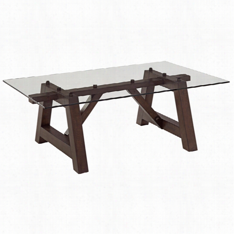 Contemporary Ellsworth  Rectangle  Mocha Wood Modern Cocktail Table