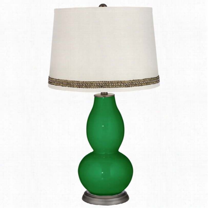 Contemporary Hate  Double Gourd Slab Lamp With Wave Braid Trim