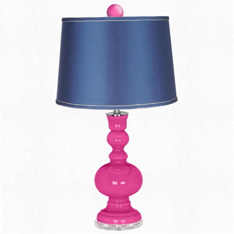 Contemporary Finial And Satin Blue Shade Color Plus Apothecay Atble Lamp