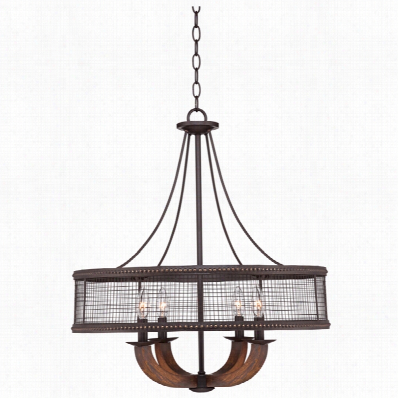 Contemporary Frankton Industrial Bronze With Metal Share Chandelier