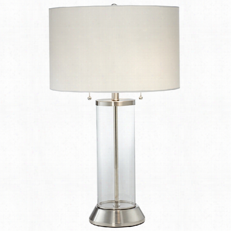 Contemporary Fritz Glass Colukn 26-inch-h Table Lamp With Usb  Port