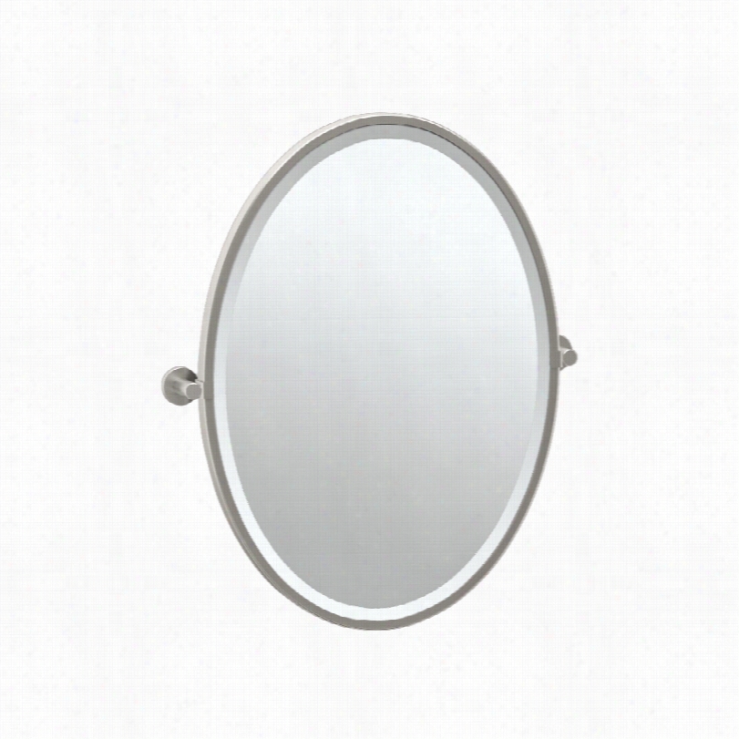 Contemporary Gqtco Channel Modern Satin Nickel Wall Mirror-22 3/4x27 1/2