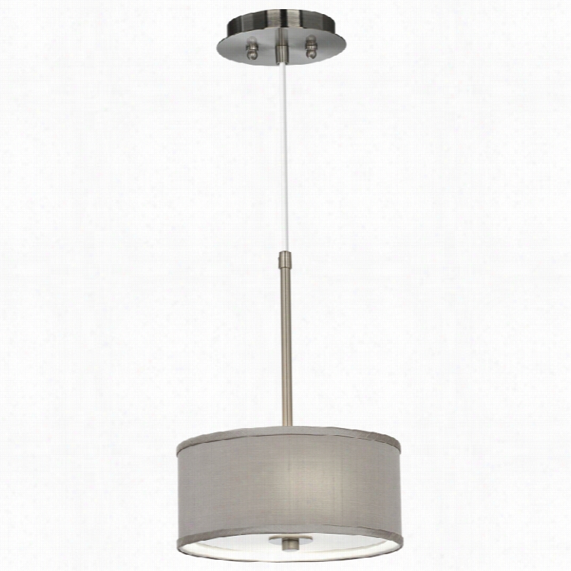 Contemporary Gray Textureed Silk With White Acrylic Ceiling Pendant