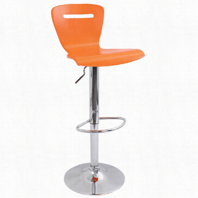 Contemporary H2 Orange Adjustable Modern Bar Or Counter Stool