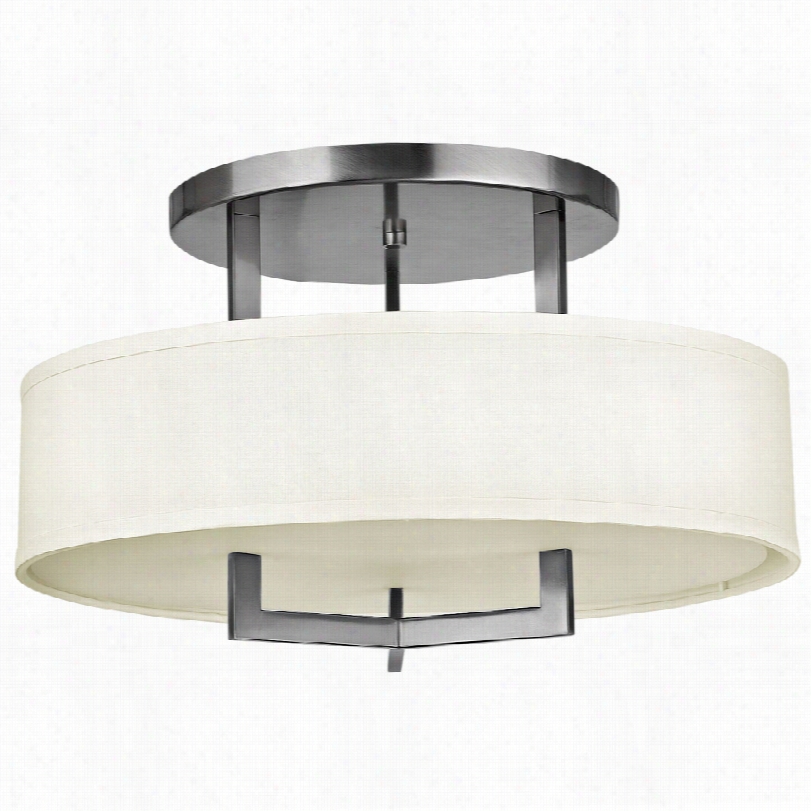 Contemporary Hjnkley Hampton 20"" Wide Antique Nickel Ceiling Light