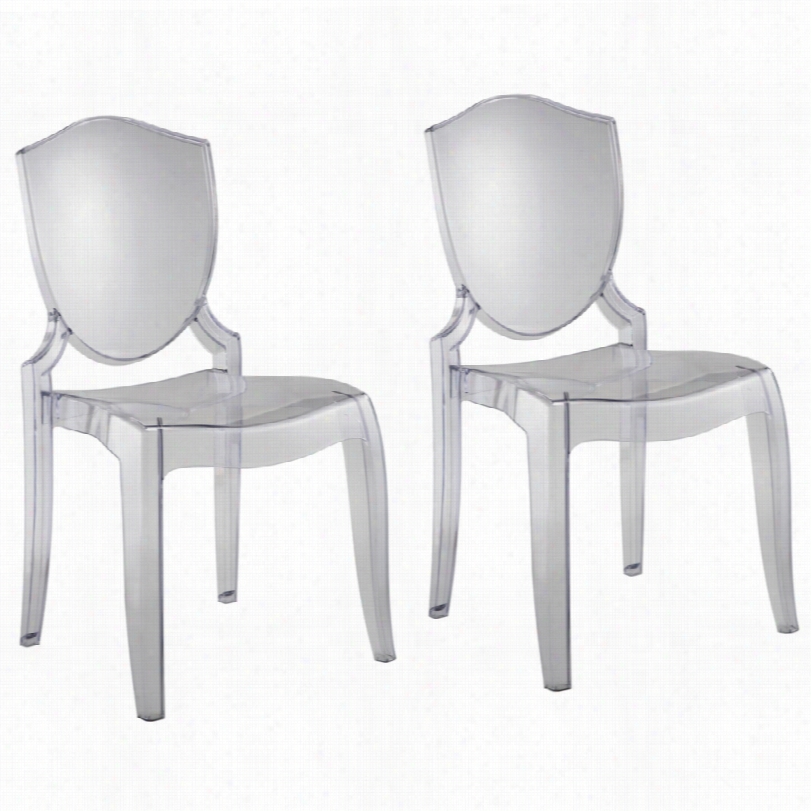 Contemporaryh Oomebelle 35-inch-h Set Of 2  Transparent Chairs