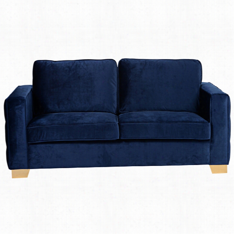 Contemporray Isola Modern Blue Velvet Loveseat