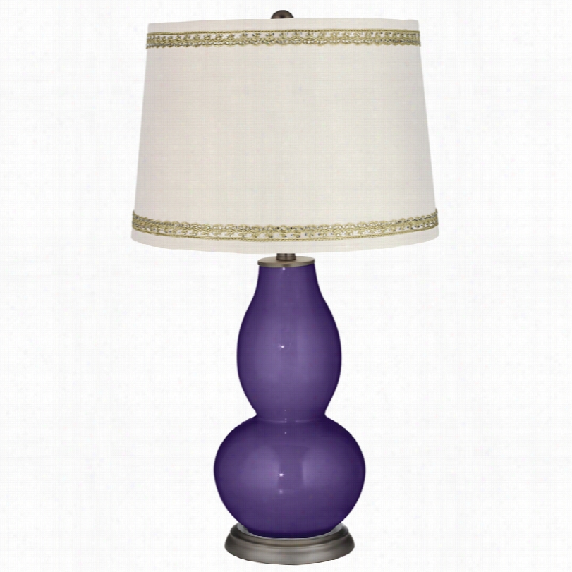 Co Ntemporary Izmir Purple Doubleg Ourd Table Lamp With Rhinestone Lace Trim