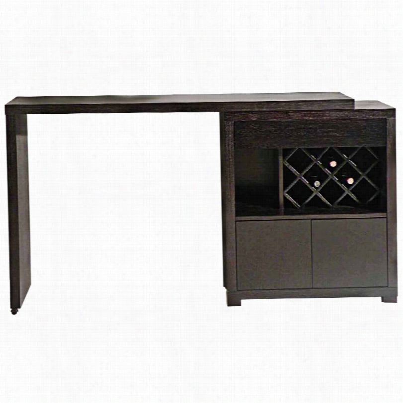 Contemporary Jarvais Wenge Modern Bar Table With Wine Cabinet