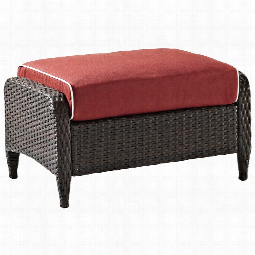 Cont Emporary Kiawah Sangriaa Wikcer 28 1/2-inchw Outdoor Ottoman