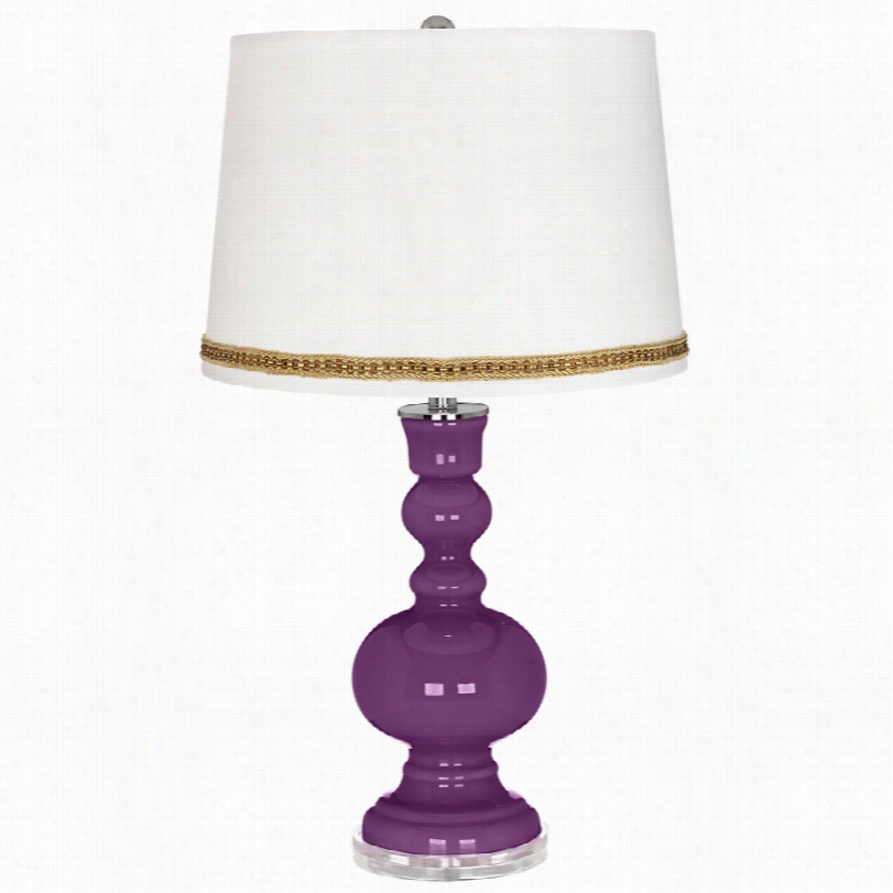 Contemporary Kimono Vi Let  Paothecary Table Lamp With  Brzid Trim