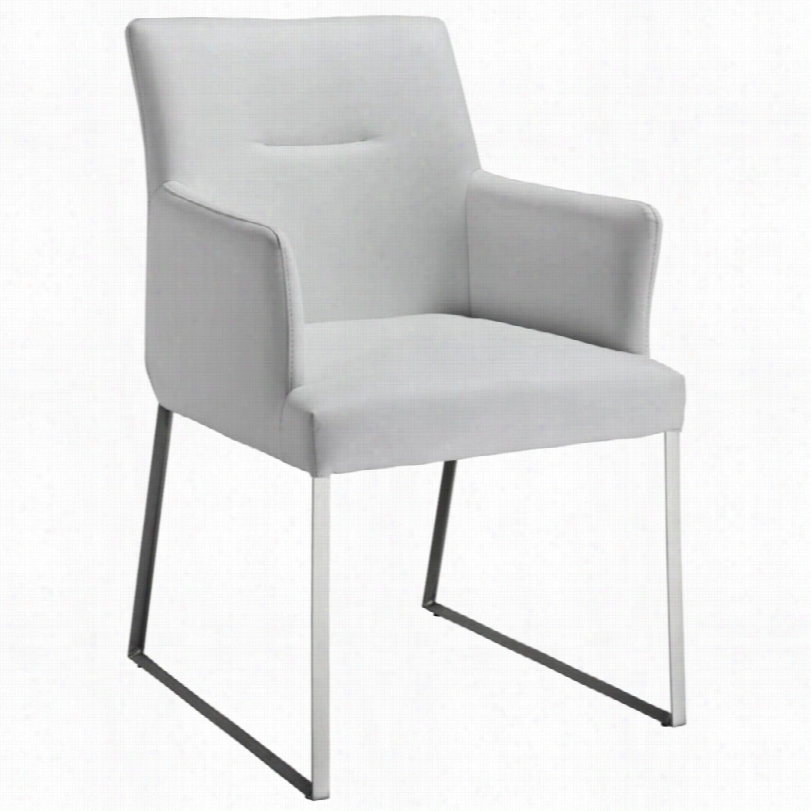 Contemporary Larry Nivkel White Faux Leahter 22-inch-w Dining Armchair