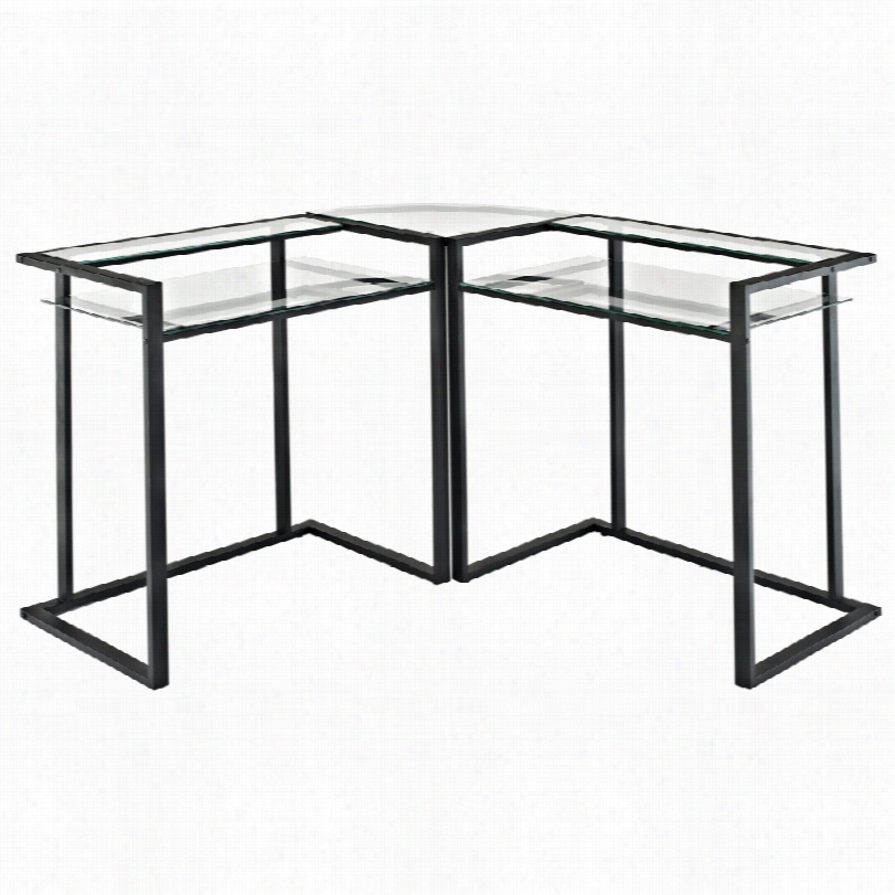 Contmporary Laster Black With Tempered Glass Computer Desk