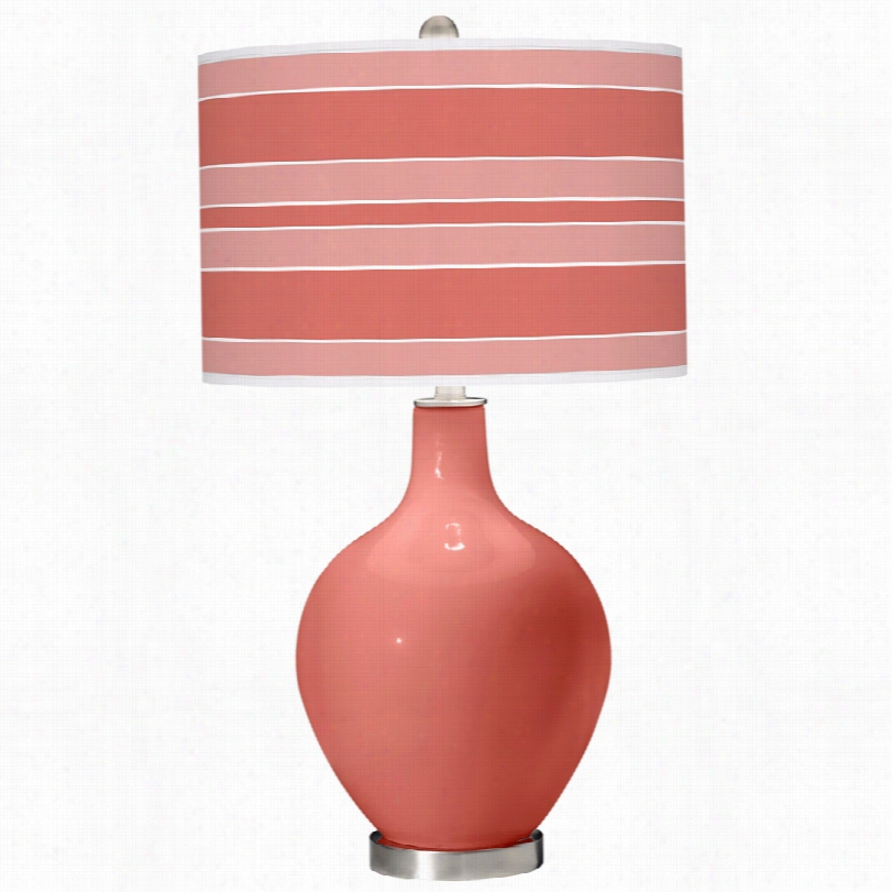 Contemporary Modern Bold Stripe Art Shade Coral Reeef Ovo Table Lamp