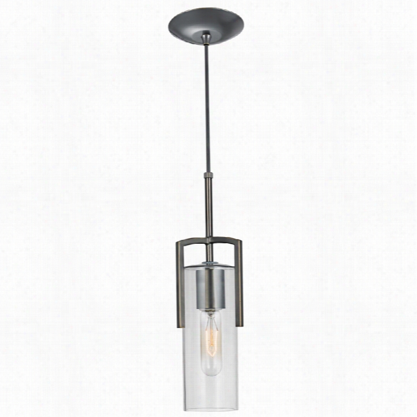 Contemporary Oil Rubbed Iron Clear Cylinder Glass Modern Mini Pendant