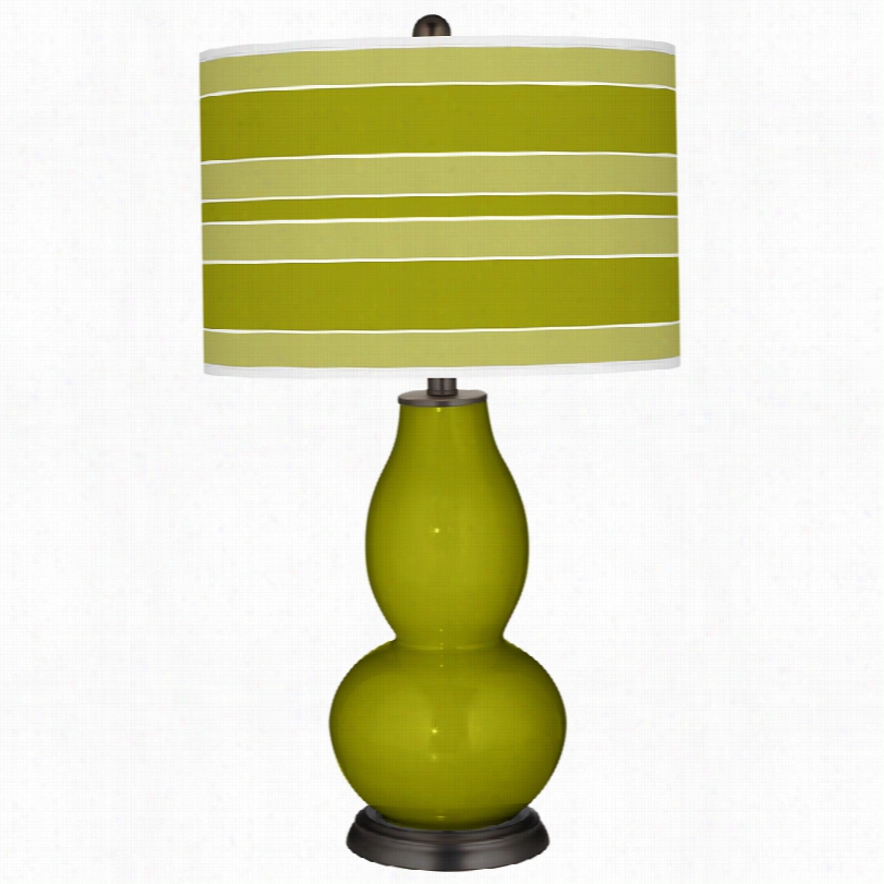 Contempora Ry Olive Green With Double Gourd Glass Color Plus Table Lamp