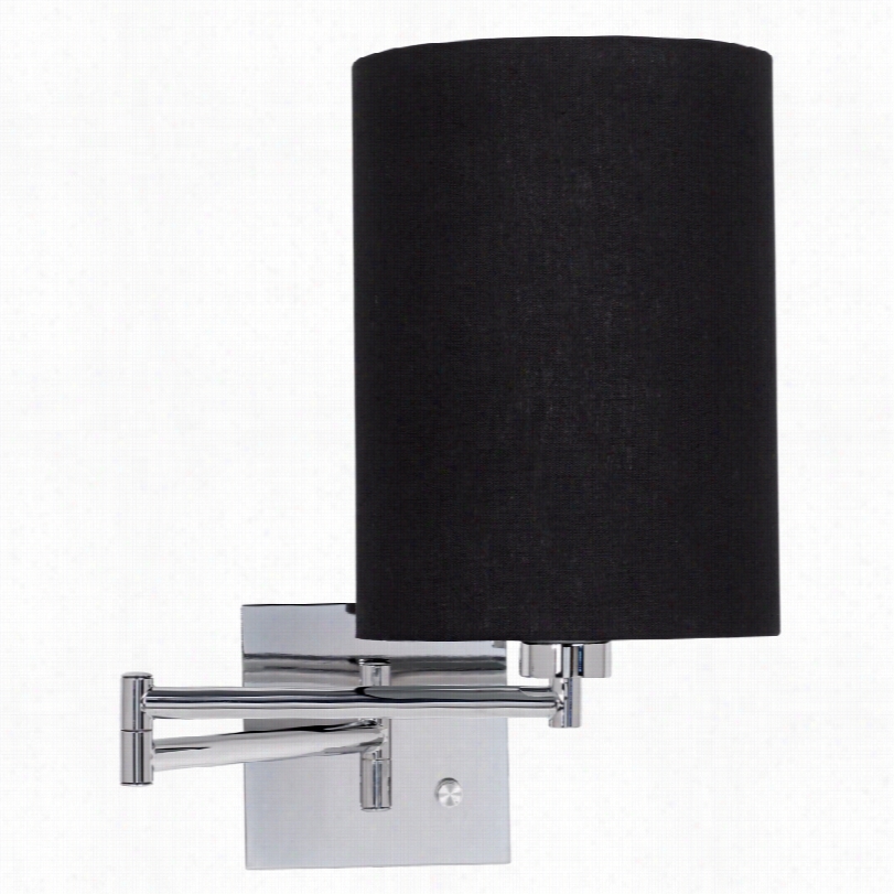 Contemporary Plug-in Black Cylinder Chrome Swing Arm Wall Lamp