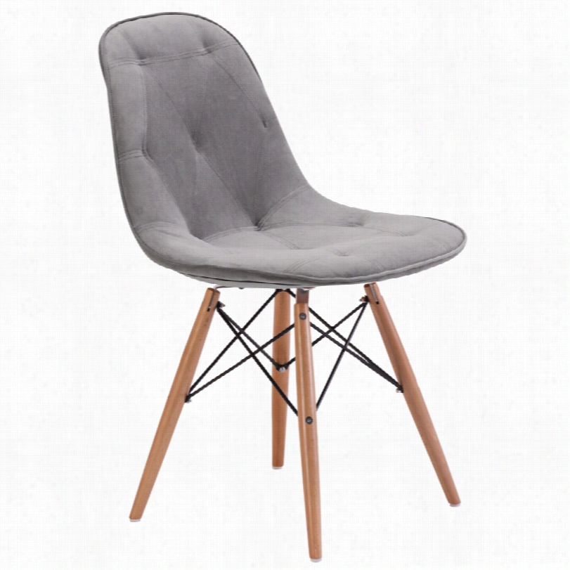 Coontemporary Likelihood Gray Velour Wood Zuo Chair