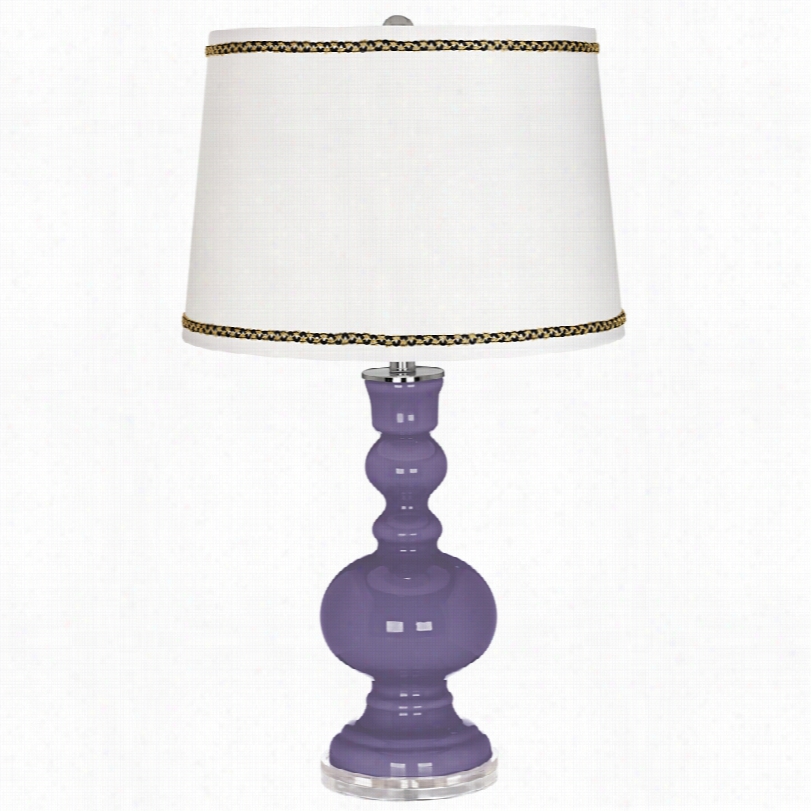 Contemporary Purple Haze Alothecary Table Lamp With Ric-rac Trim