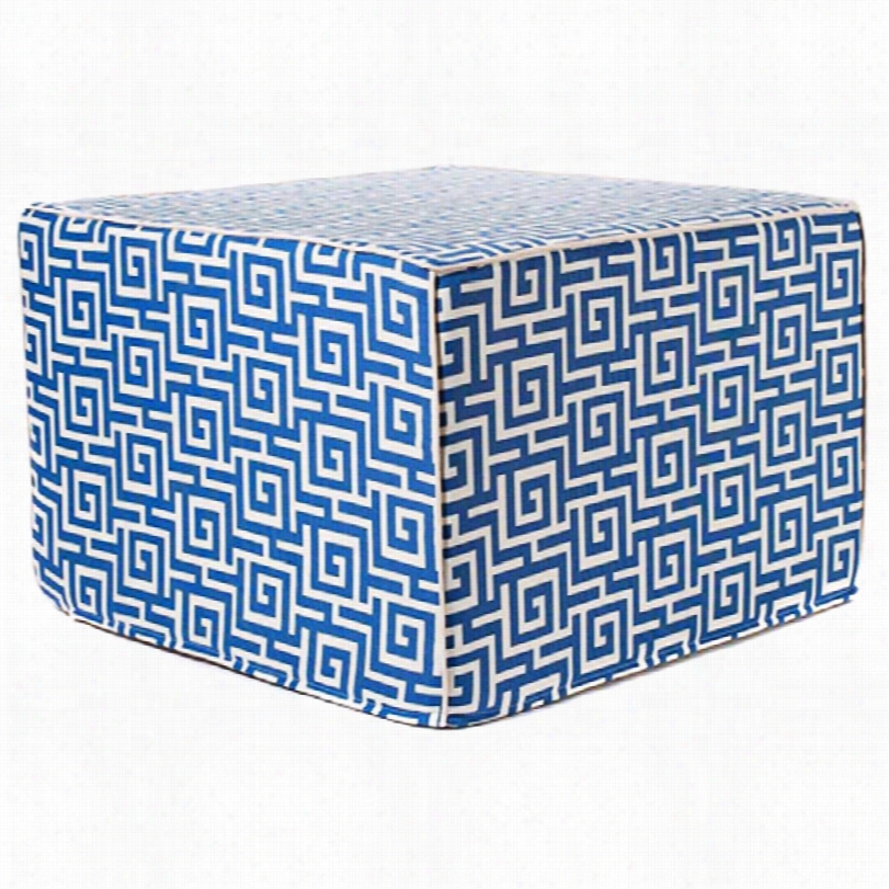 Contemoprary Puzzle Outdooor Square Blue Ottoman