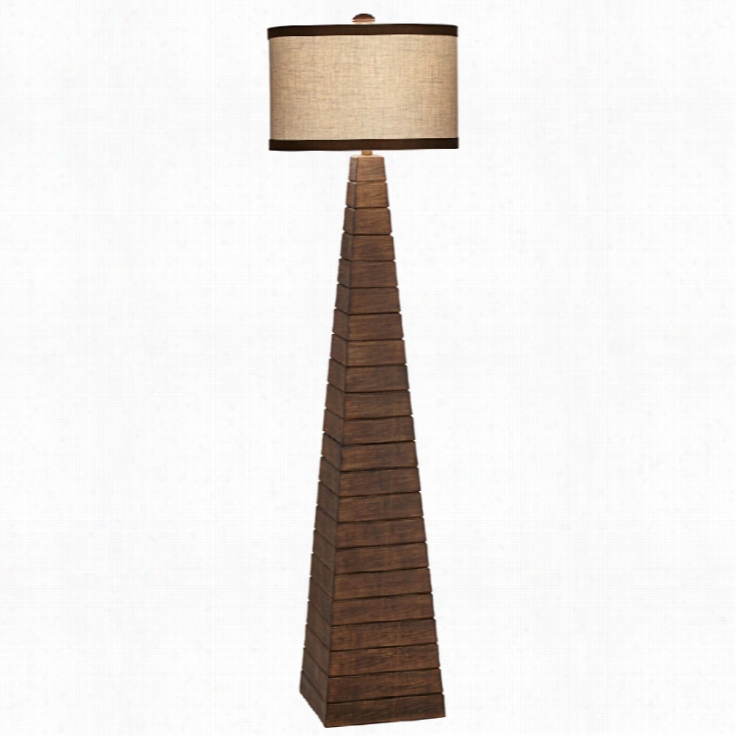 Contempor Ary Pyrami Ds Geometric Aged Walnut Floor Lamp