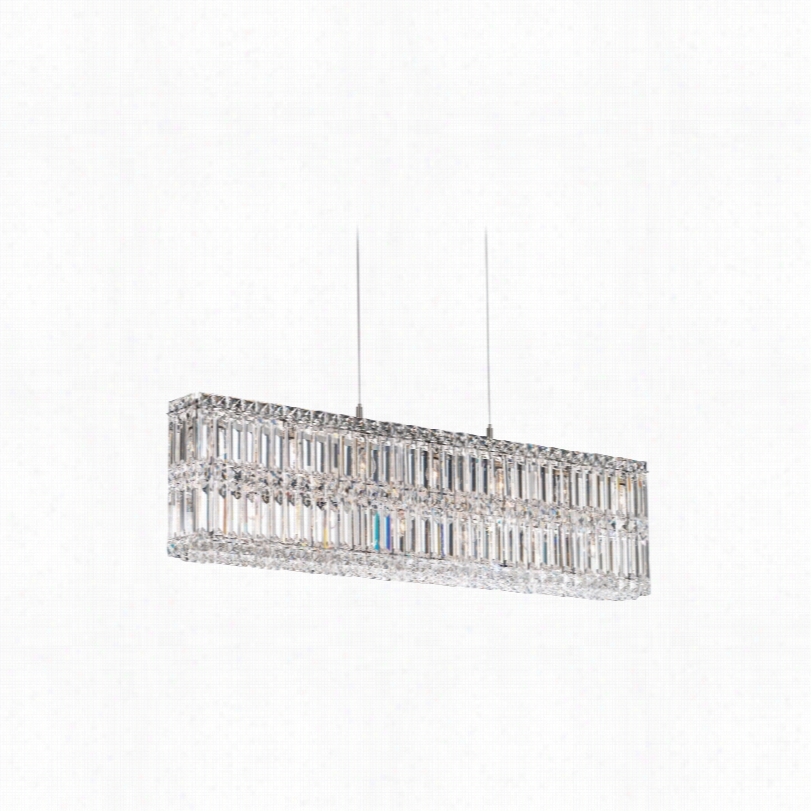 Contemporary Quantum Silver 35 1/2-inch-w Rectanglr Crys Tal Chandelier