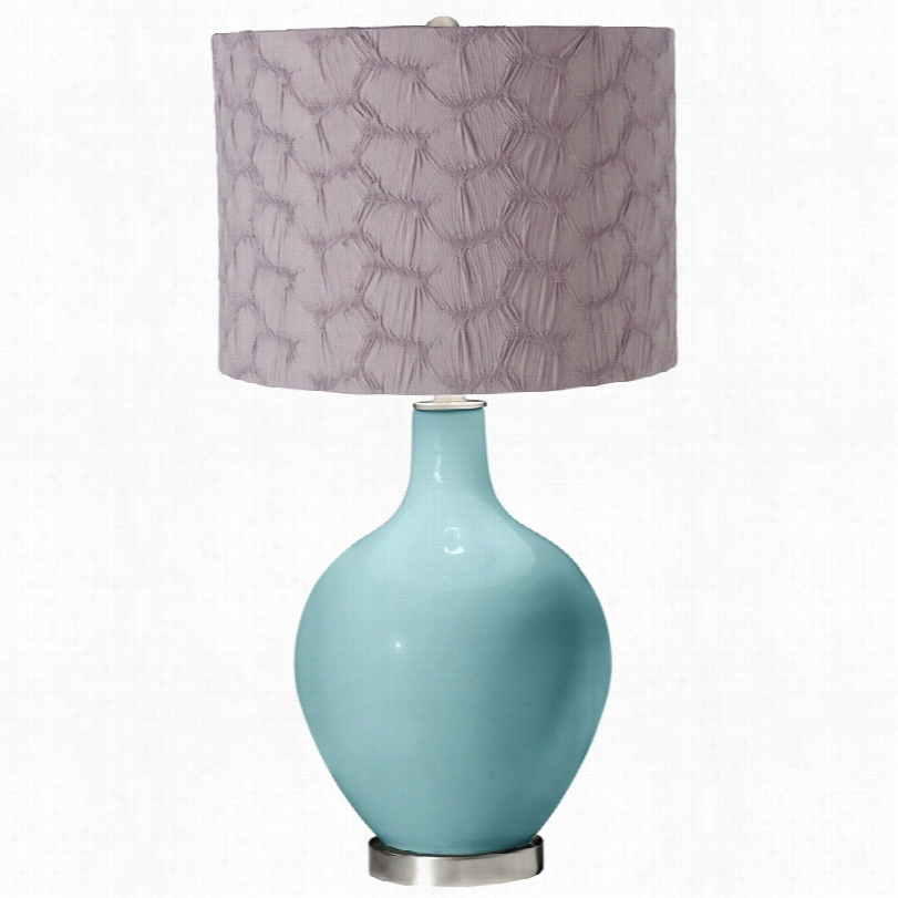 Contemporary Raindrop Pleated Gray Drum Shade Table  Lamp