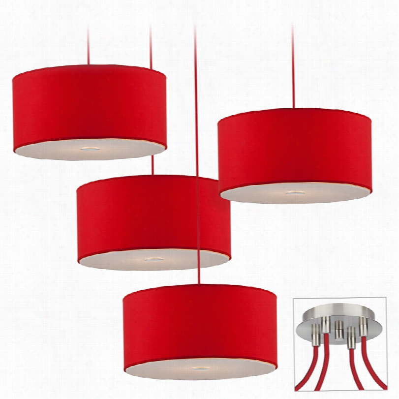 Contemporary Red Drum Rushed Nickel Possini Euro Design Swag Chandelier