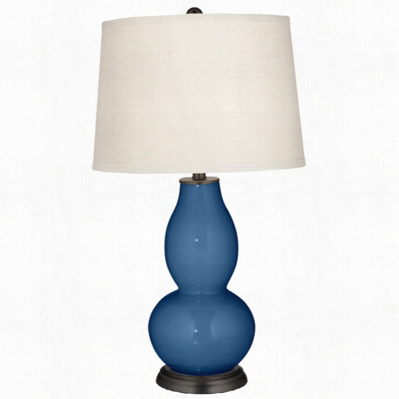 Contemporary Regat Ta Blue Double Gourdd Glass Color Plus Table Lamp