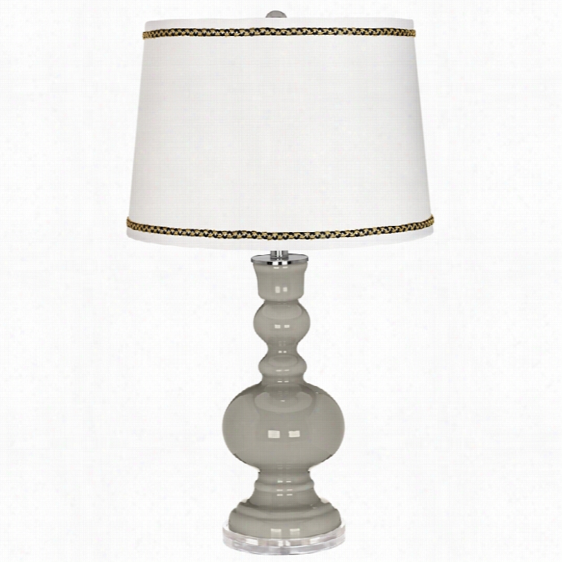 Contemporary Requisite Gray Apothecary Table Lamp With Ric-rac Trim