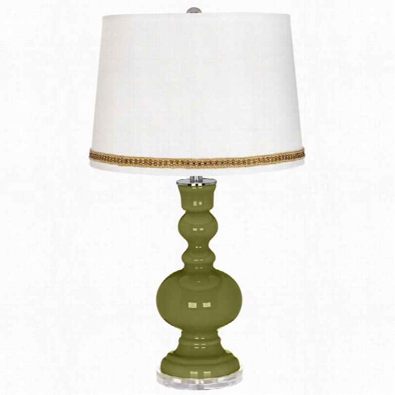 Contemporary Rural Green Apothecary 30-inch-h Tabl E Lamp With Bradi Trim