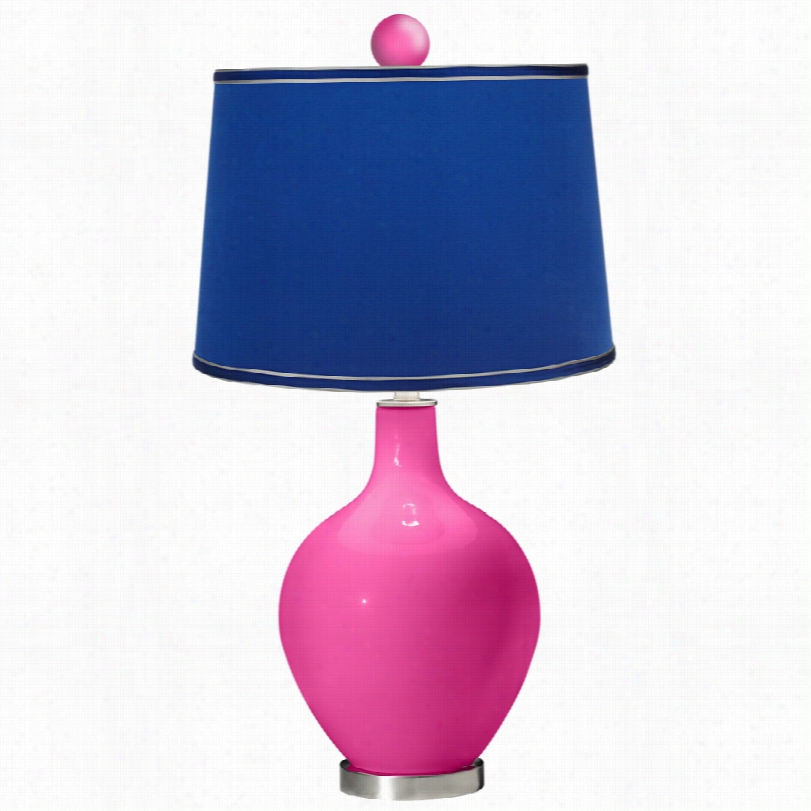 Contemporary Satindark Blue With Color Finial Color Plus Table Lamp