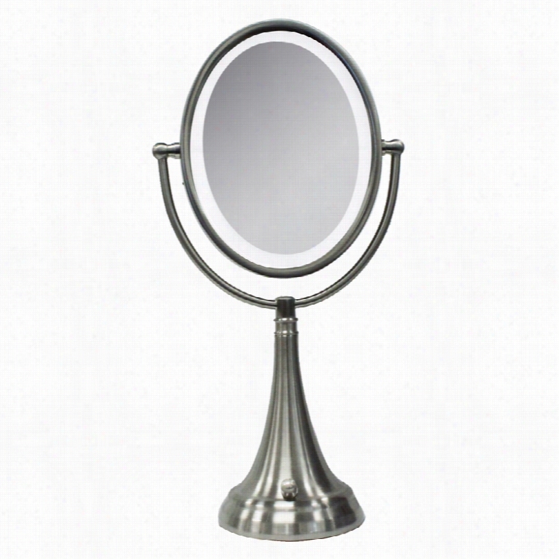 Contemporary Satin Nickel Cordless Led Ovl Vanity Mirror-9 1/2x19