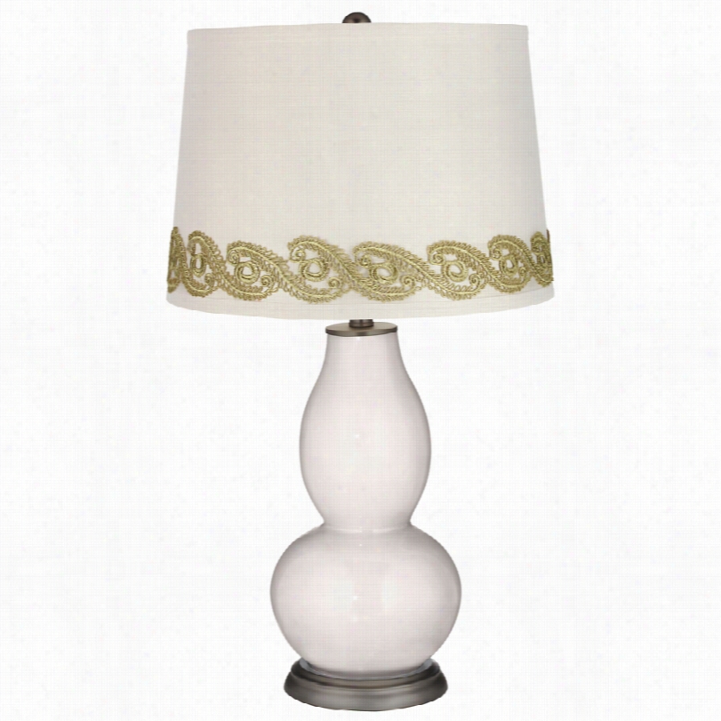 Contepmorar Y Smart White Double Gourd Tle Lamp With Vien Lace Trim