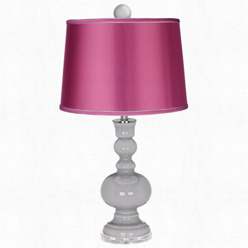 Contemporary Swanky Gray With Satin Pink Shade Color Plus Table Lamp