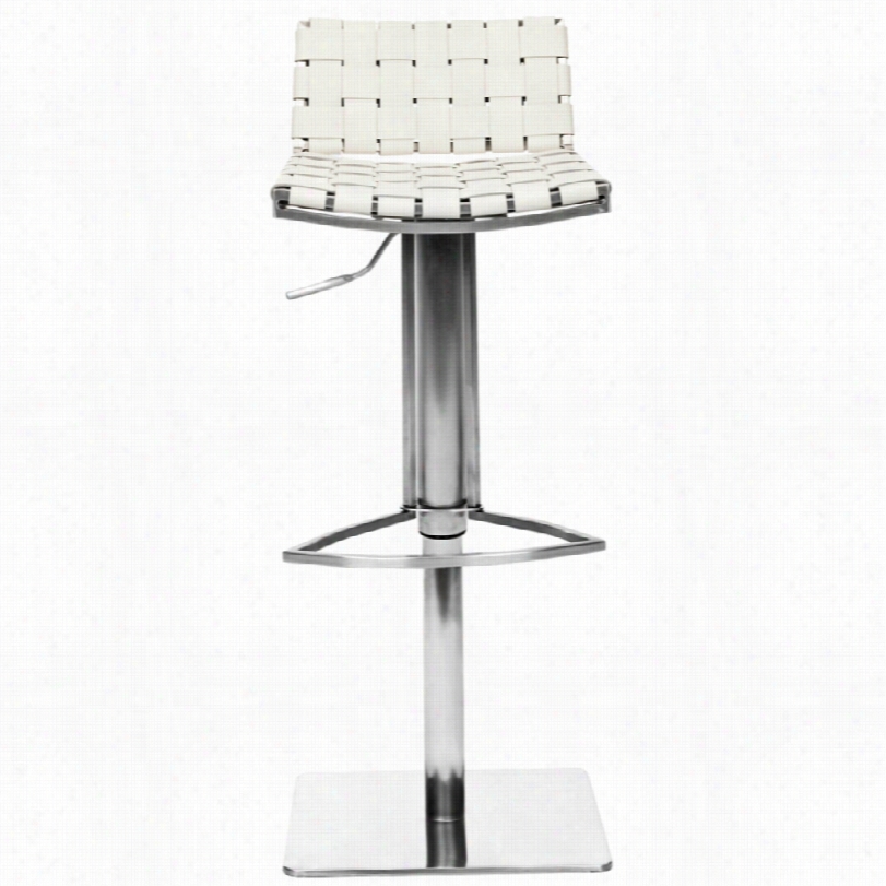 Contemporary Thornley White Bonded Leather Adjus Table Bar Stool