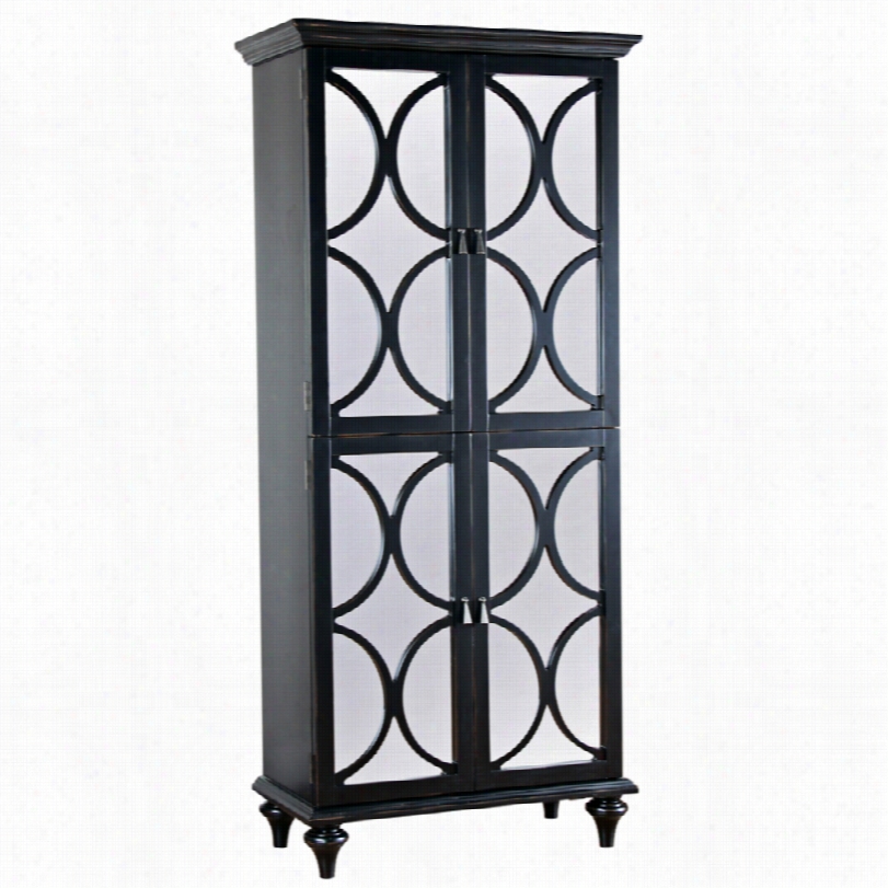 Contemporary Trouse Black  Mirror Storage 75-inch-h 4-door Wine Cabinet