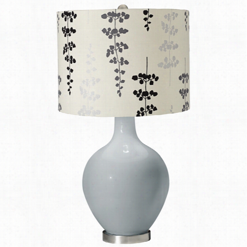 Contemporary Unertain Gray Branches Drum Shade Ovo Glass Table Lamp