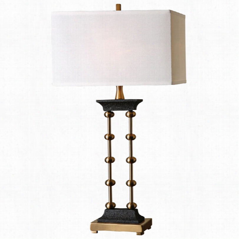 Contempirary Uttermost Santona Brushed Brass Abacus Table Lamp