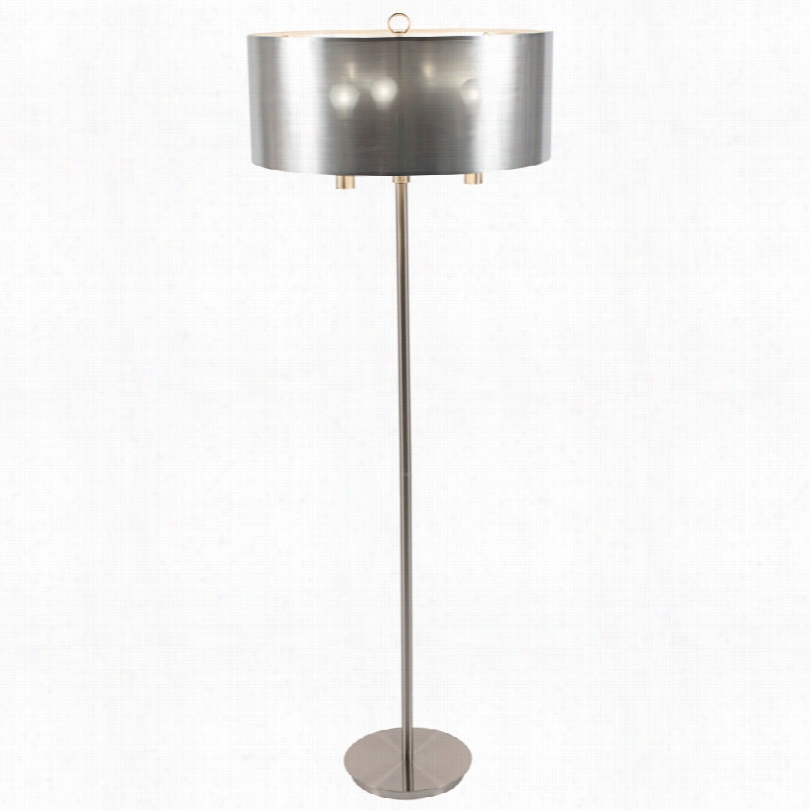 Contemporary Walker Nickel With Silver Shade Floor Lamp