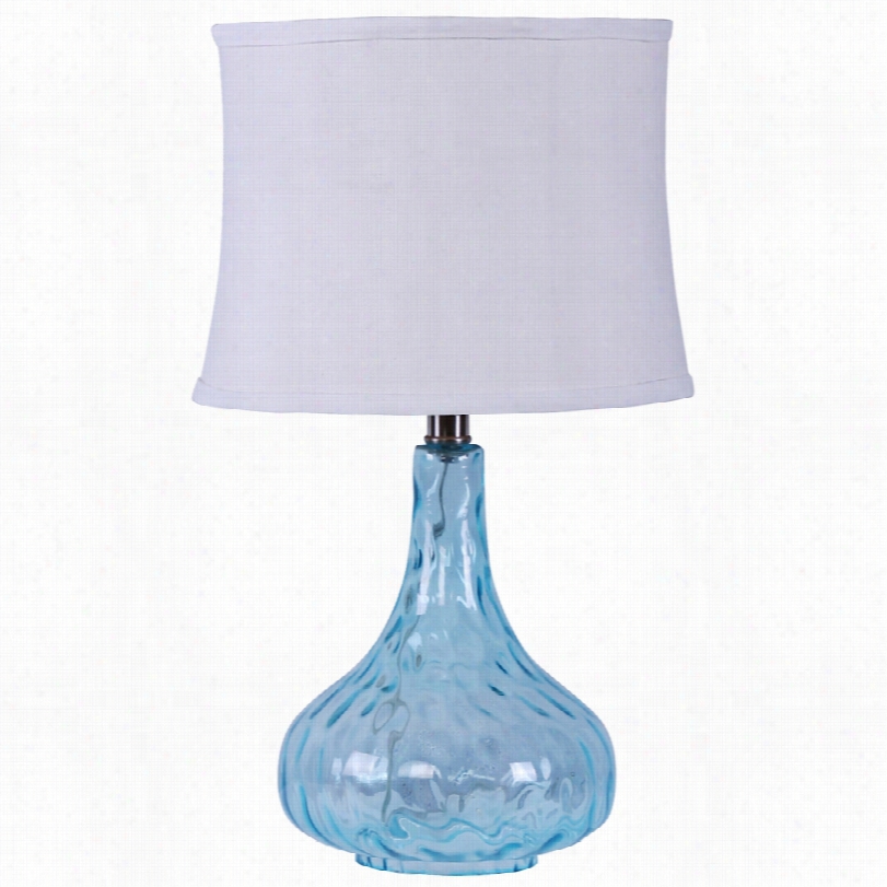 Contemporary Waterstone Linenn Shade Wwith Blue Glass 19-inch-h Table Lamp