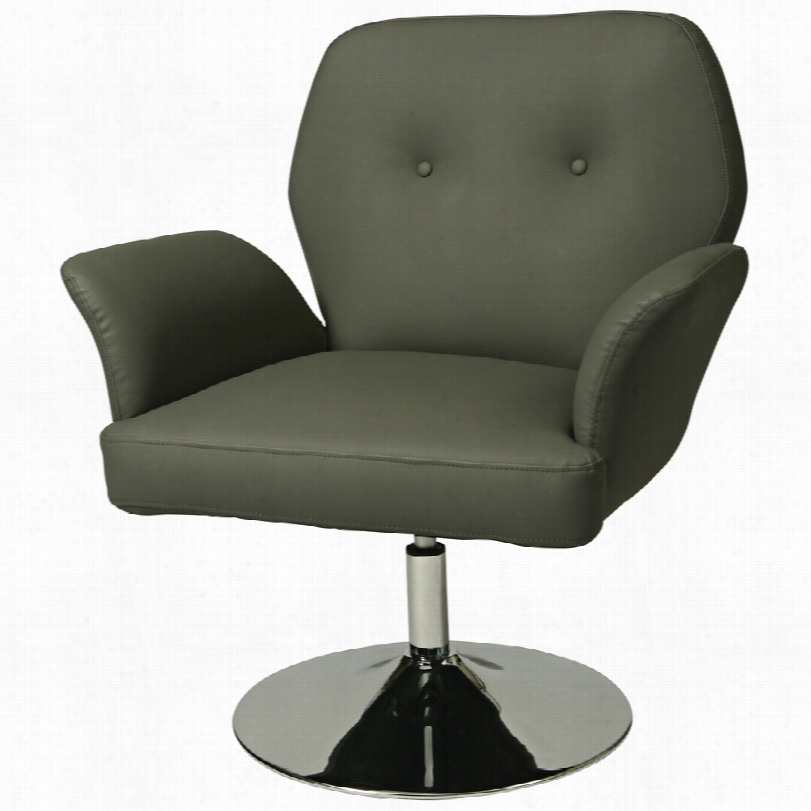 Contmporayr Zevi Gray Faux  Leather Adjustable Club Chair