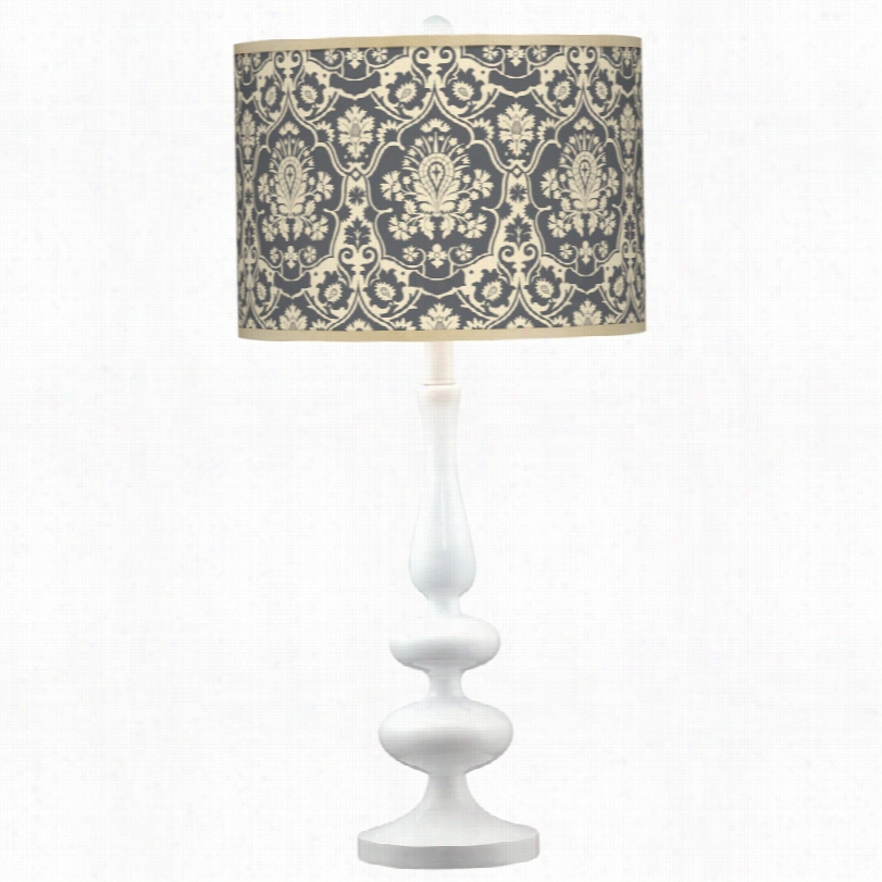 Tradiitiona Lseelding Damask Giclee Paley White 29-inch-h Table Lamp