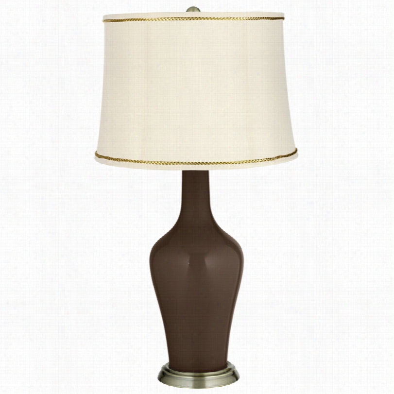 Transitional Carafe And President's Braid Trim Anya Table Lamp