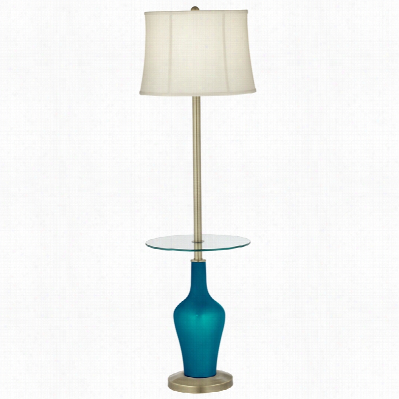 Transitional Color Plus␞ Anya Turquoise Small Trough Table Floor Lamp